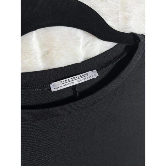 ZARA TRAFALUC Black Bodycon Midi Long Sleeve Dress Basic Classic Sleek Small - Picture 3 of 6